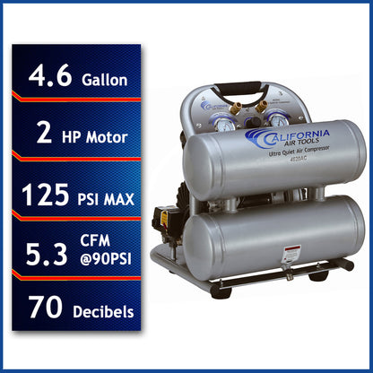 California Air Tools Air Compressor Ultra Quiet 2.0 HP 4.6 gal